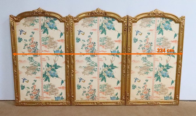 Late 19th Century Louis XV Silk and Golden Wood Screen-RVK-1723831