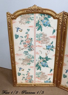 Late 19th Century Louis XV Silk and Golden Wood Screen-RVK-1723831