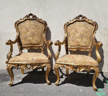 Late 19th Century Louis XV Venice Armchairs, Venice, Set of 2-SYQ-1693557