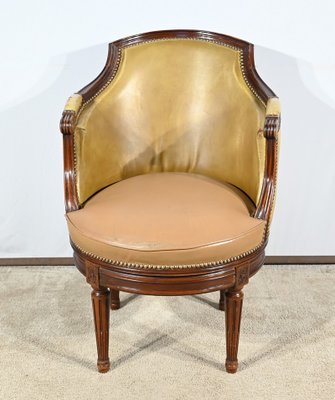 Late 19th Century Louis XVI Style Beech Swivel Desk Armchair-RVK-1806882