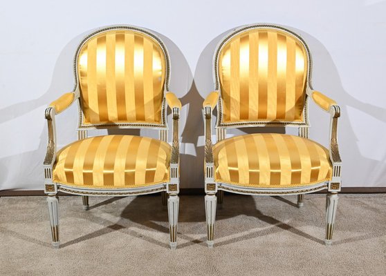 Late 19th Century Louis XVI Style Cabriolet Armchairs, Set of 2-RVK-1800286