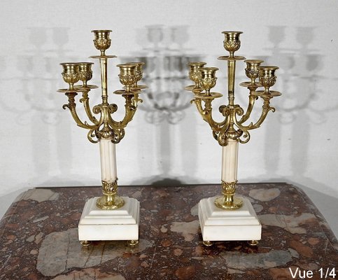 Late 19th Century Louis XVI Style Gilded Bronze Candlesticks, Set of 2-RVK-1452798