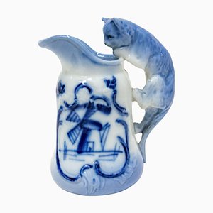 Late 19th Century Miniature Dutch Faience Milk Jug with Cat Handle-RIU-1404979