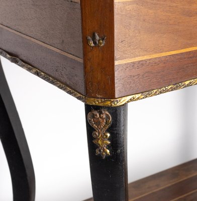 Late 19th Century Napoleon III Wood Marquetry and Brass Sewing Table, France, 1880s-RIU-1420999