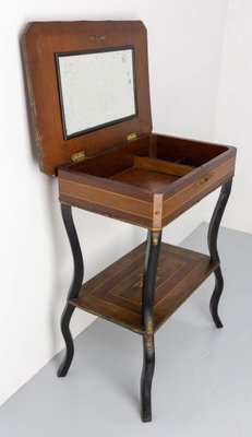 Late 19th Century Napoleon III Wood Marquetry and Brass Sewing Table, France, 1880s-RIU-1420999