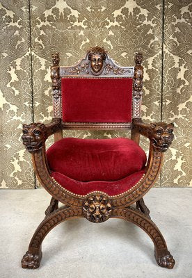 Late 19th Century Renaissance Walnut Ceremonial Armchair-AXR-1737334