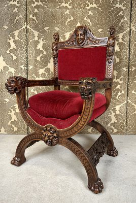 Late 19th Century Renaissance Walnut Ceremonial Armchair-AXR-1737334