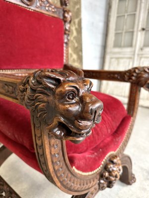 Late 19th Century Renaissance Walnut Ceremonial Armchair-AXR-1737334