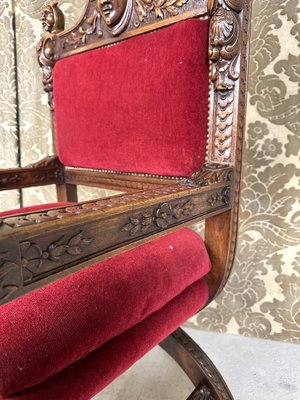 Late 19th Century Renaissance Walnut Ceremonial Armchair-AXR-1737334