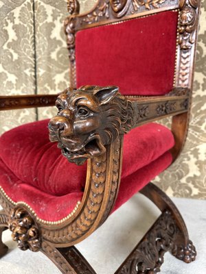 Late 19th Century Renaissance Walnut Ceremonial Armchair-AXR-1737334