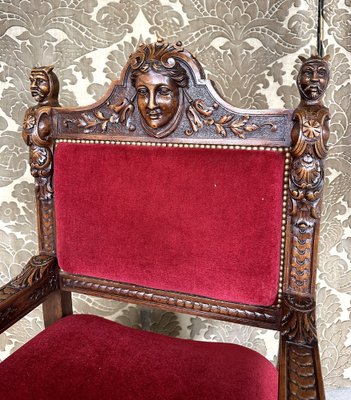 Late 19th Century Renaissance Walnut Ceremonial Armchair-AXR-1737334