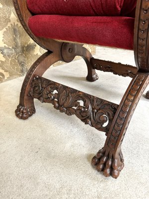 Late 19th Century Renaissance Walnut Ceremonial Armchair-AXR-1737334