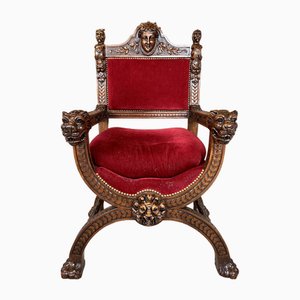 Late 19th Century Renaissance Walnut Ceremonial Armchair-AXR-1737334