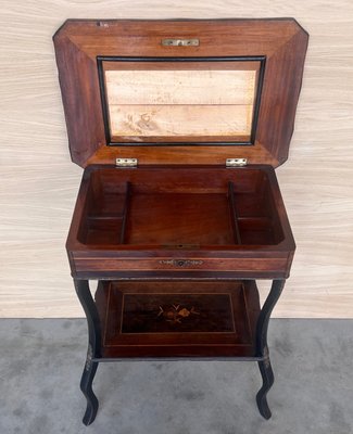 Late 19th Century Sewing Table in Wood Marquetry and Brass, France, 1890s-PSK-2017186