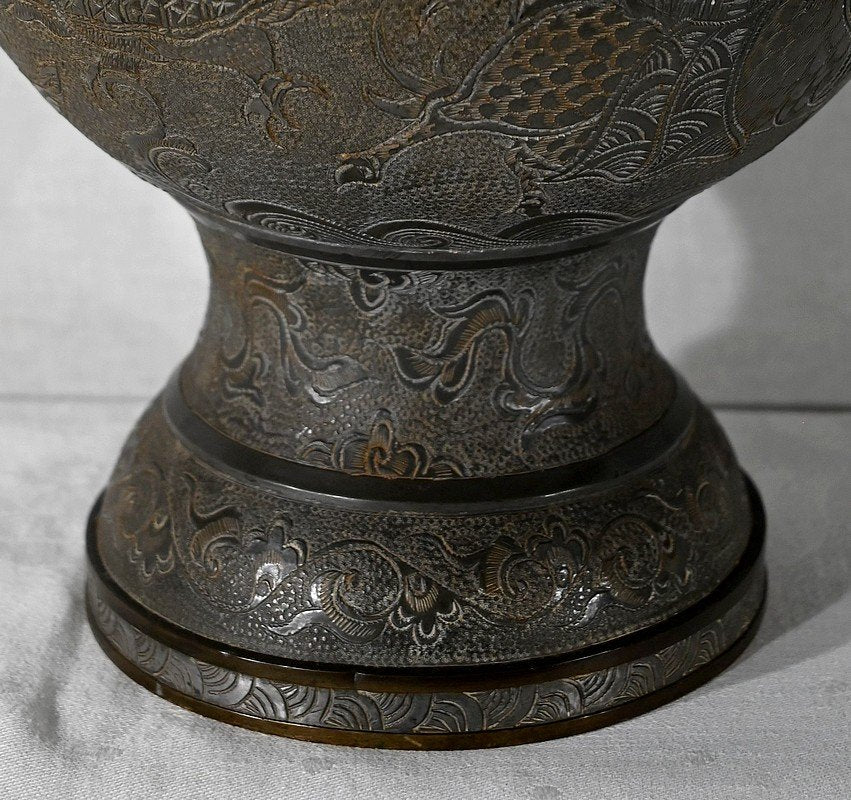 Late 19th Century Tin Baluster Vases, Indochina, Set of 2