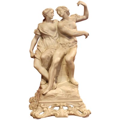 Late 19th Century White Porcelain Group of Male and Female Figurines by Capodimonte, 1890s-AXE-1433436