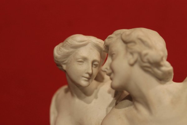 Late 19th Century White Porcelain Group of Male and Female Figurines by Capodimonte, 1890s-AXE-1433436