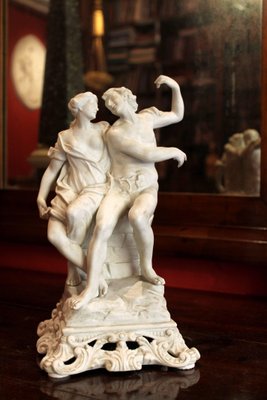 Late 19th Century White Porcelain Group of Male and Female Figurines by Capodimonte, 1890s-AXE-1433436