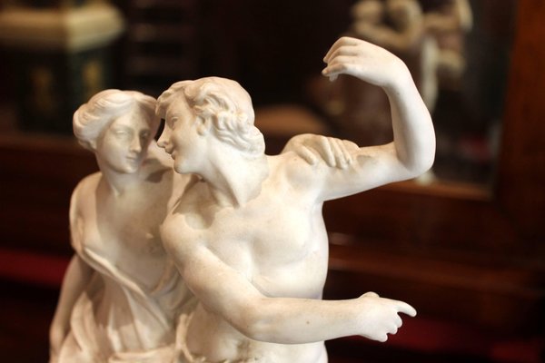 Late 19th Century White Porcelain Group of Male and Female Figurines by Capodimonte, 1890s-AXE-1433436