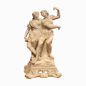 Late 19th Century White Porcelain Group of Male and Female Figurines by Capodimonte, 1890s-AXE-1433436