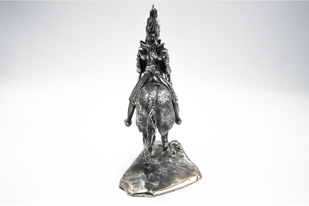 Late 20th Century Italian Knight on Horseback Figurine in Silver