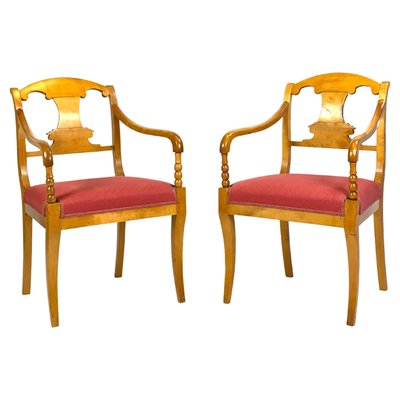 Late Empire Birch Armchairs, 1840s, Set of 2-UY-1157920