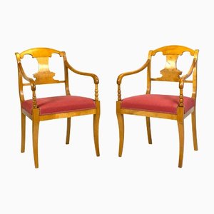 Late Empire Birch Armchairs, 1840s, Set of 2-UY-1157920