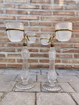 Late XIX Victorian Cut Glass Candleholder in Brass from Cricklite Clarke Trade, Set of 2-NOU-805584