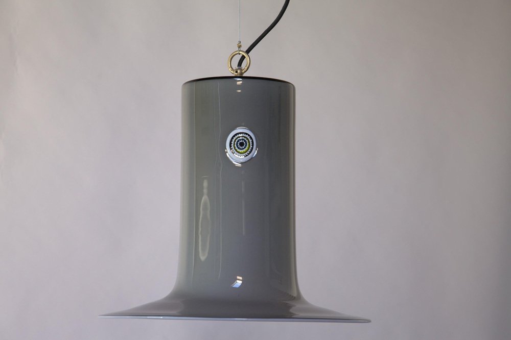 Lattimo Ceiling Lamp in Gray Murano Glass by Gae Aulenti for Vistosi, Murrina