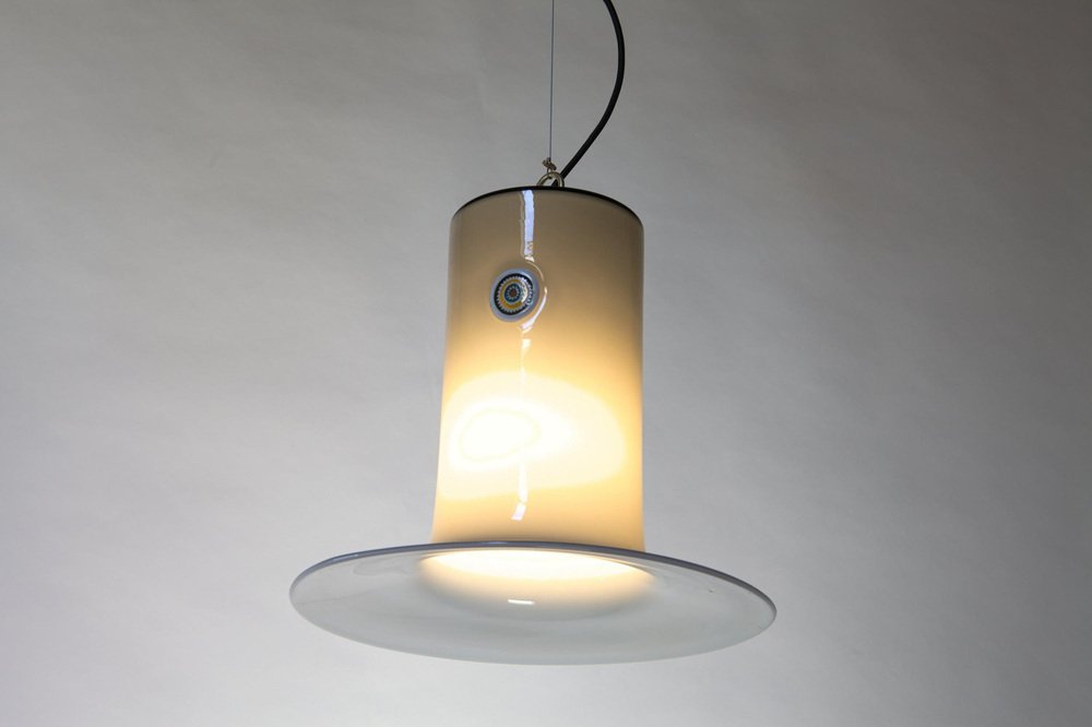 Lattimo Ceiling Lamp in Gray Murano Glass by Gae Aulenti for Vistosi, Murrina