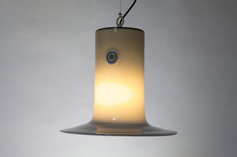 Lattimo Ceiling Lamp in Gray Murano Glass by Gae Aulenti for Vistosi, Murrina