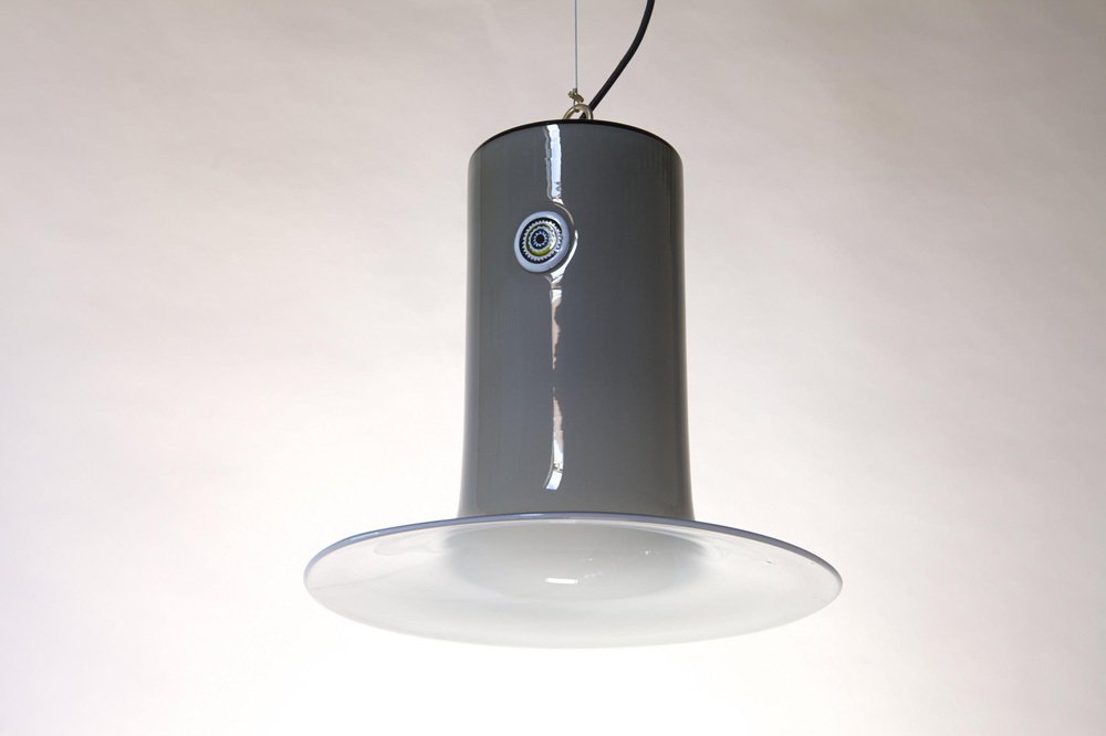 Lattimo Ceiling Lamp in Gray Murano Glass by Gae Aulenti for Vistosi, Murrina