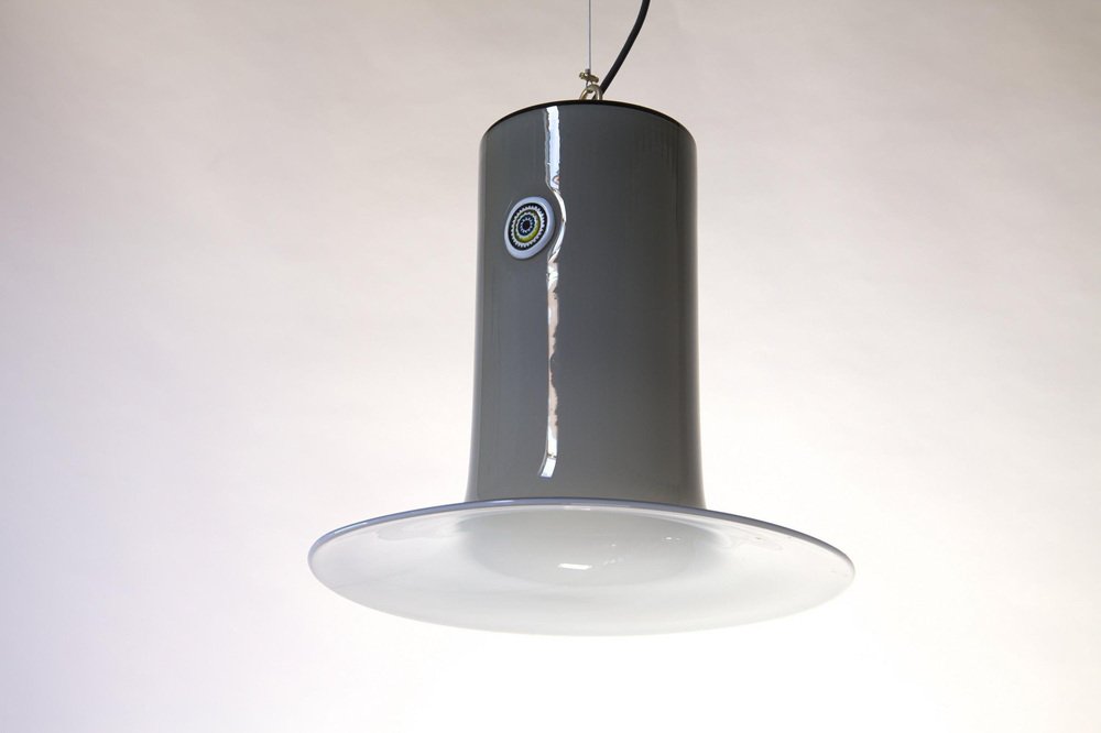 Lattimo Ceiling Lamp in Gray Murano Glass by Gae Aulenti for Vistosi, Murrina