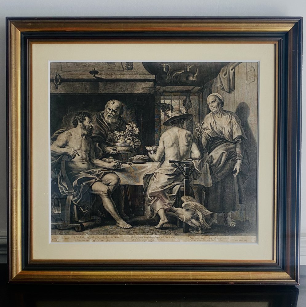 Lauwers after Jordaens, Jupiter & Mercury & Zeus & Hermes, 17th Century, Etching, Framed