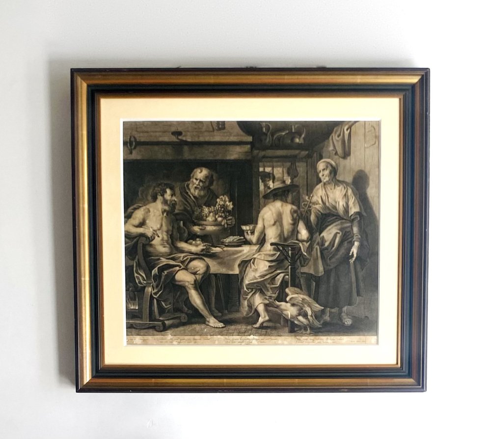 Lauwers after Jordaens, Jupiter & Mercury & Zeus & Hermes, 17th Century, Etching, Framed