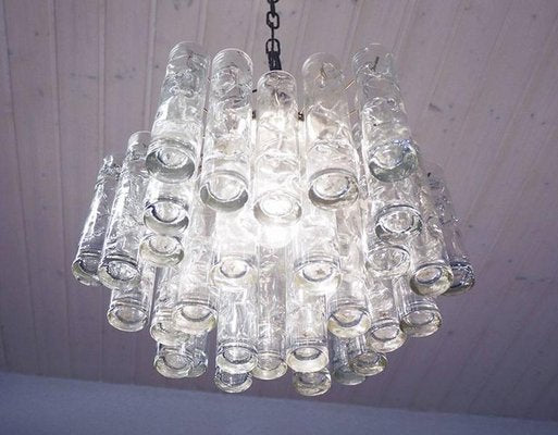 Lava Murano Glass Tubes & Brass Ceiling Lamp, 1960s, Germany-DEK-932591