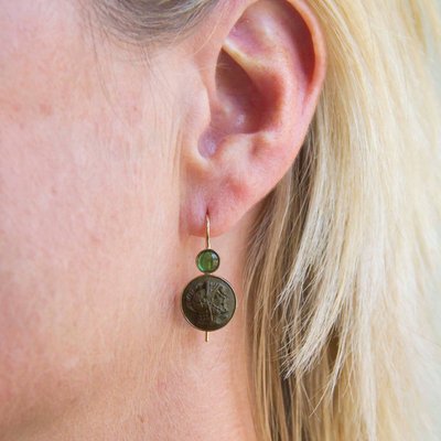 Lava Stone Gold Drop Earrings, Set of 2-OLU-896466