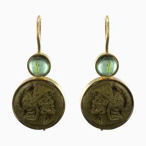 Lava Stone Gold Drop Earrings, Set of 2-OLU-896466