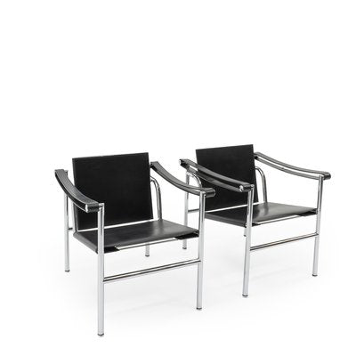 LC1 Armchairs by Le Corbusier, Pierre Jeanneret, Charlotte Perriand for Cassina, 1980s, Set of 2-TJQ-1417719