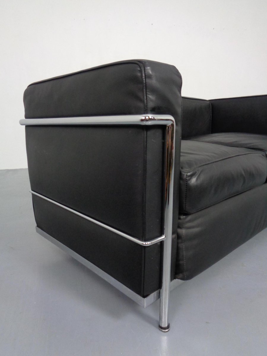 LC2 Bauhaus 2-Seater Sofa in the style of Le Corbusier, Italy, 1970s