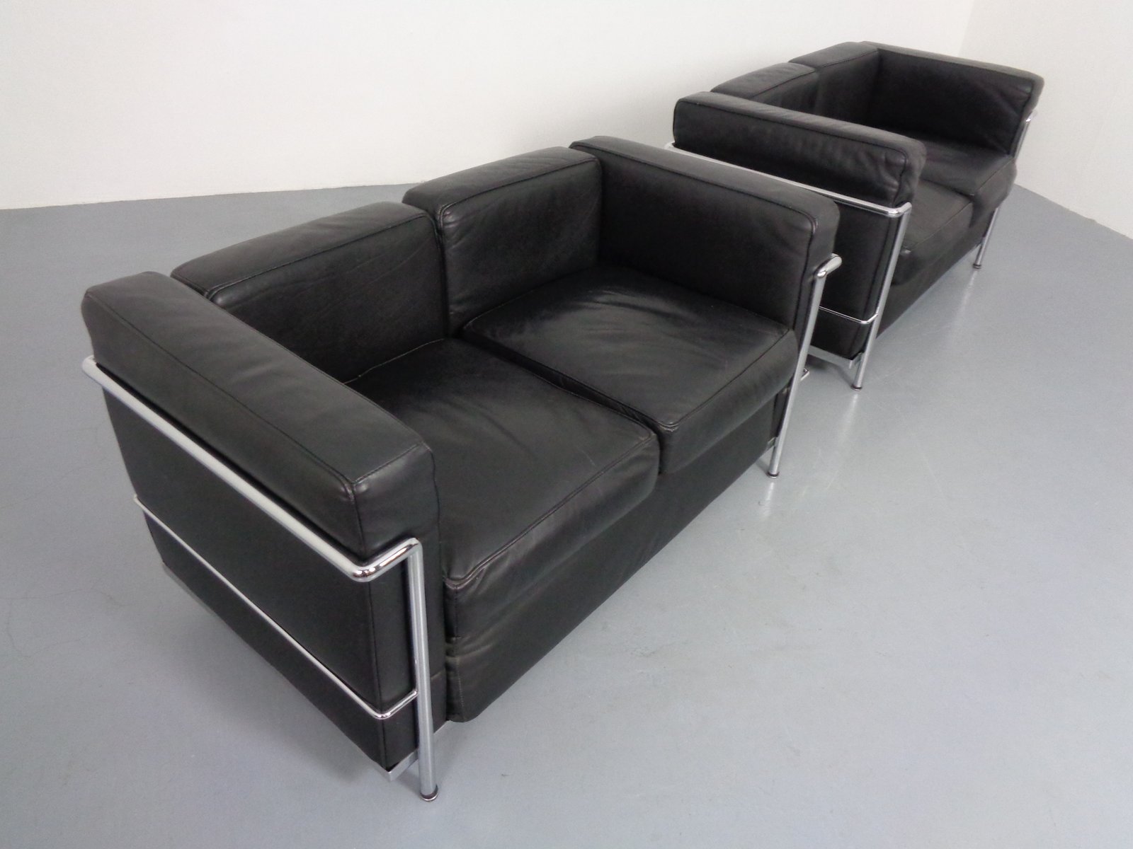 LC2 Bauhaus 2-Seater Sofa in the style of Le Corbusier, Italy, 1970s