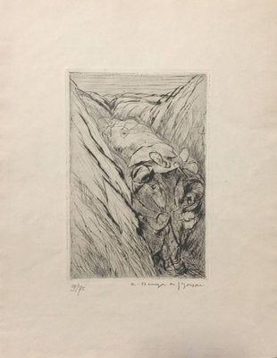 Le Blessé dans la Tranchée (variante 1) - Original Etching and Drypoint 1919-ZCI-760063