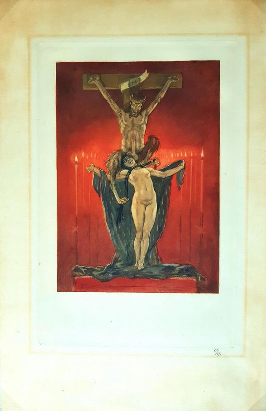 Le Calvaire - Original Etching and Heliogravure by Félicien Rops - 1882 1882