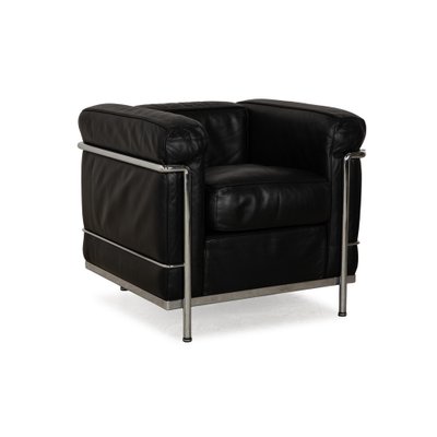 Le Corbusier LC 2 Leather Armchair in Black by Le Corbusier for Cassina-RQW-2036308