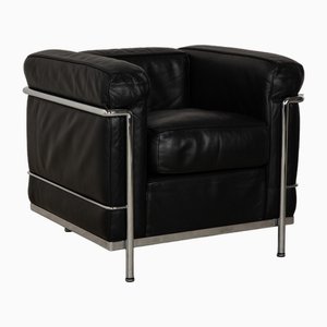 Le Corbusier LC 2 Leather Armchair in Black by Le Corbusier for Cassina-RQW-2036308