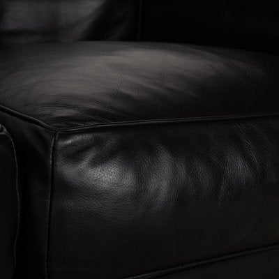 Le Corbusier LC 2 Leather Three Seater Black Sofa by Le Corbusier for Cassina-RQW-2036309