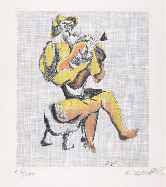 Le Guitariste - Original Etching by Ossip Zadkine - 1966 1966