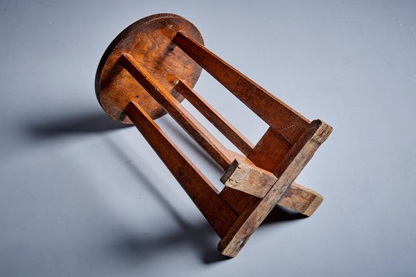 Le Même Stool in Oak by Henry Jacques, France, 1940s-SFD-1791934