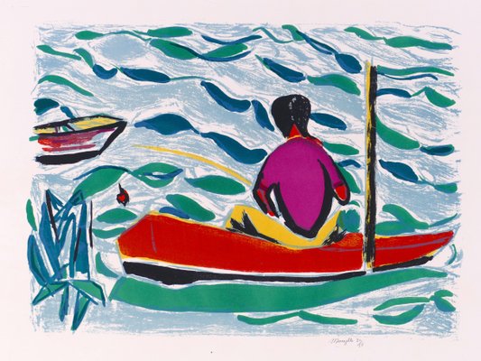 Le pêcheur - Original Lithograph by Jean Marzelle - 1970s 1970s-ZCI-755369