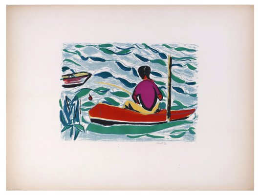 Le pêcheur - Original Lithograph by Jean Marzelle - 1970s 1970s-ZCI-755369